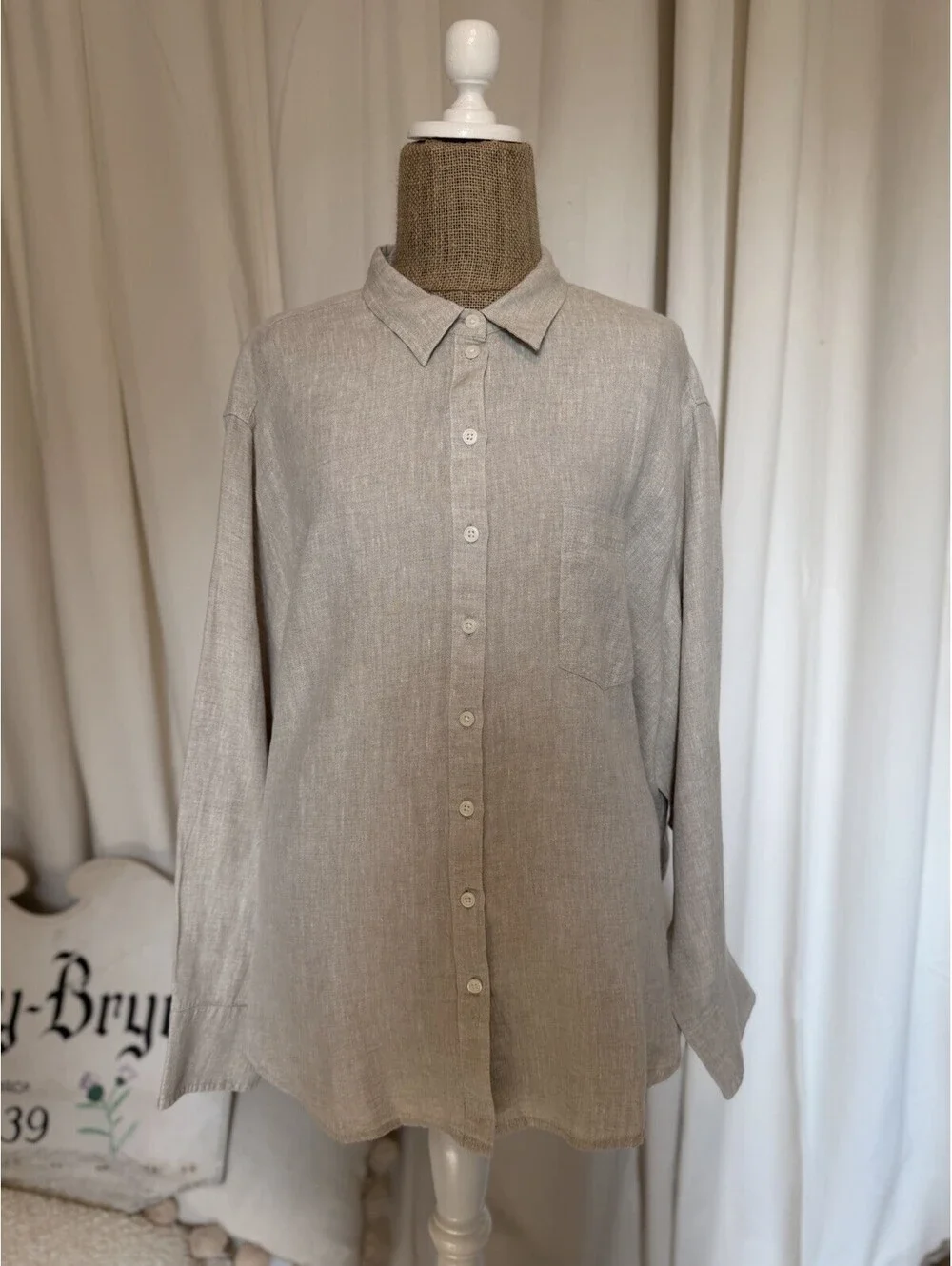 NWT J.Crew Baird McNutt Irish Linen Slim Fit Women's Shirt Size 24 Beige/Flax